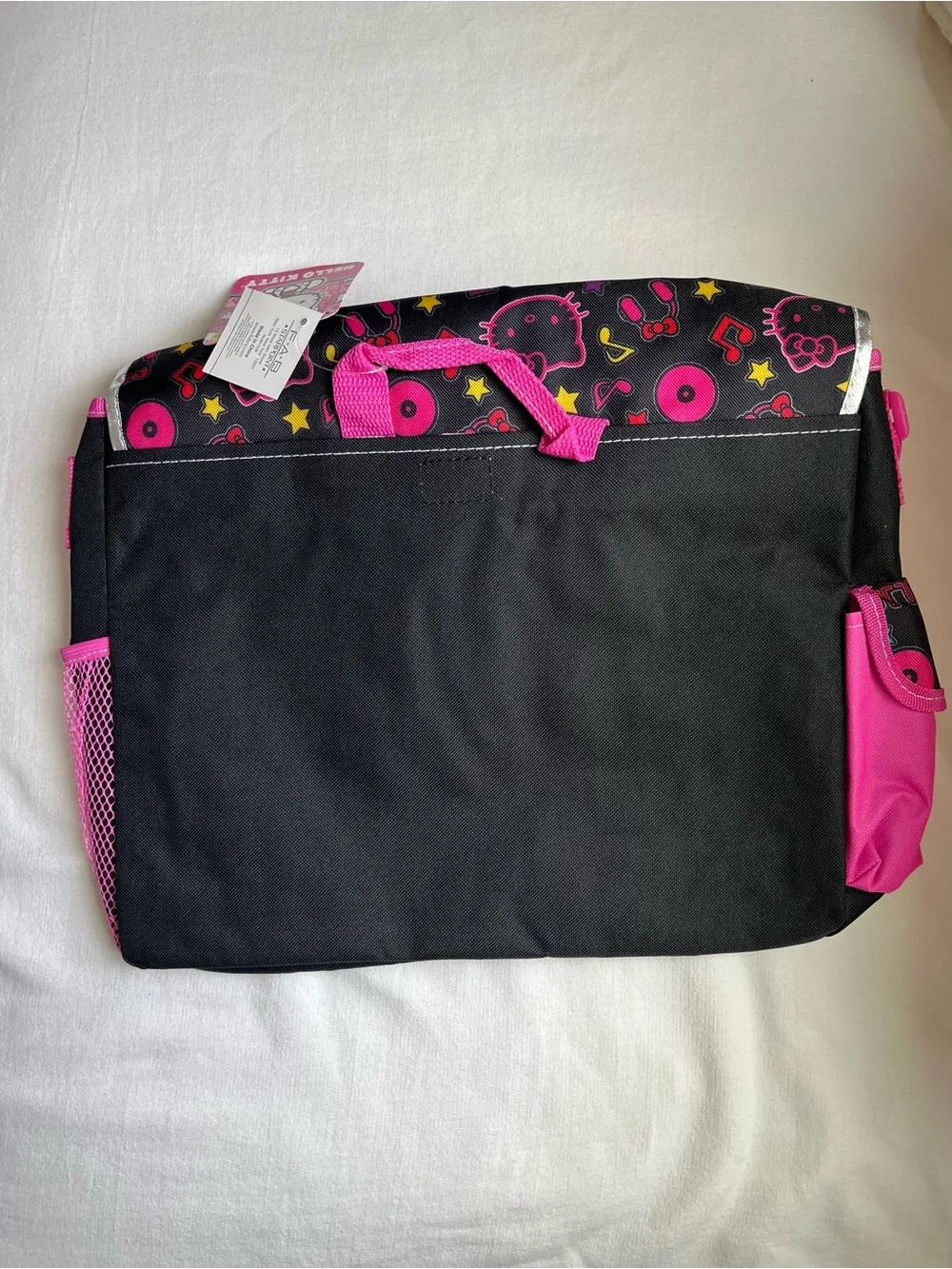 Vintage Hello Kitty Black and Pink Kids Messenger Shoulder Bag Y2K Deadstock